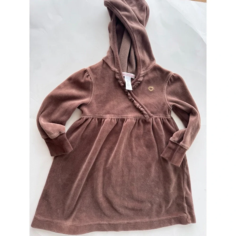VTG Old Navy 2T Brown‎ Velour Dress